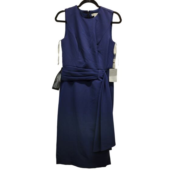 Kay Unger Raven Stretch Crepe Midi-Dress Size 4 New - Picture 1 of 12